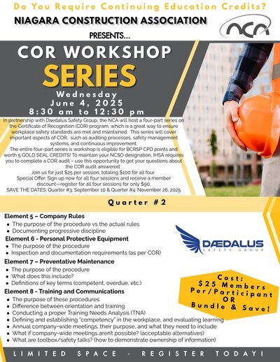 NCA COR WORKSHOP SERIES - Second date: June 4, 2025